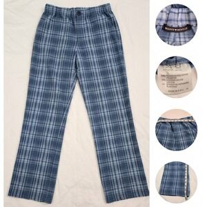 Brandy Melville Plaid Pants Womens One Size Blue Tartan Tilden Cara Y2K Preppy